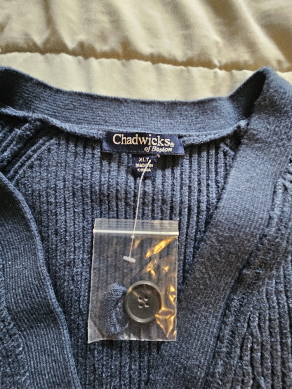 Chadwicks Navy Ribbed Button-Front Cardigan - Picture 2 of 2